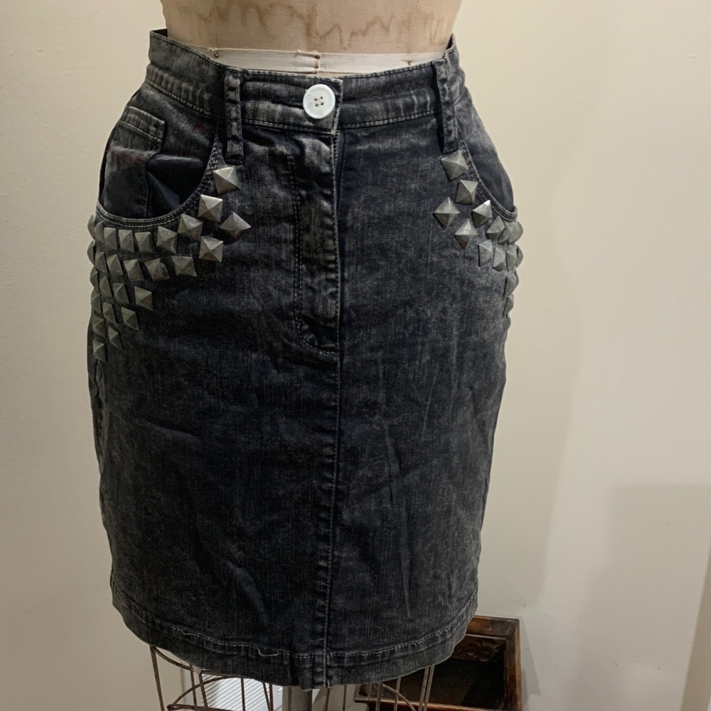Charlotte Robson Studded dark gray Denim Skirt 6. Sample